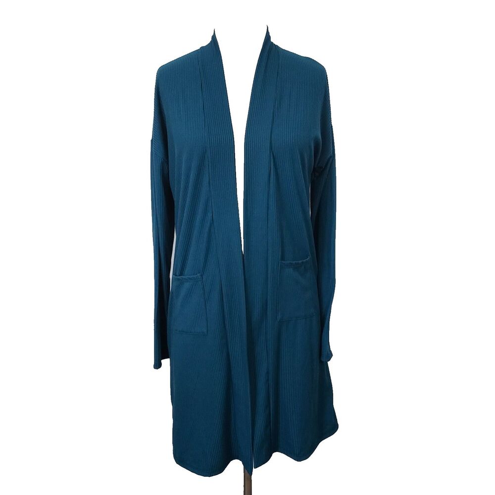 Discount Divas Boutique Cardigan Duster Sweater Women Size Large Open Front Teal